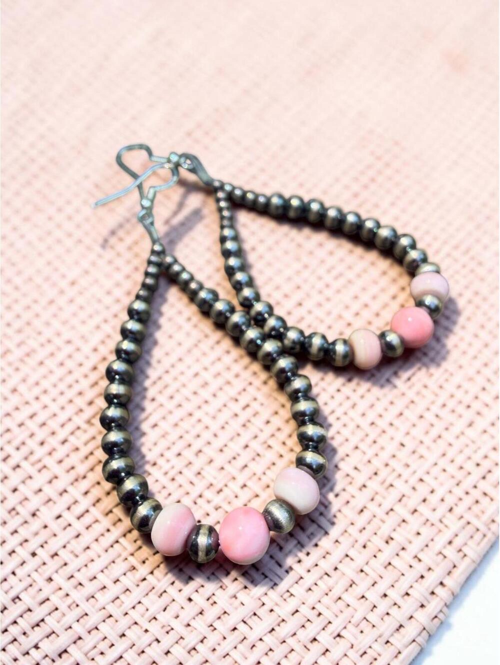 Large Pink Conch Teardrop Earrings- 3 1/4"